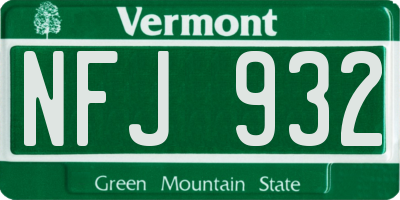 VT license plate NFJ932