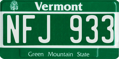 VT license plate NFJ933
