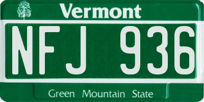 VT license plate NFJ936