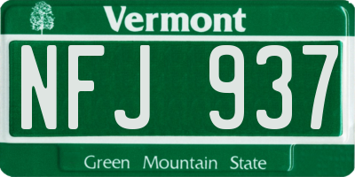 VT license plate NFJ937