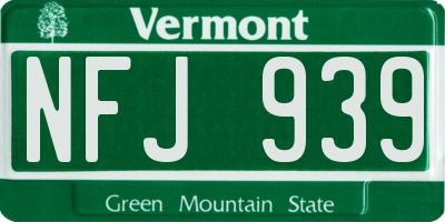 VT license plate NFJ939