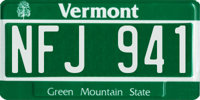 VT license plate NFJ941