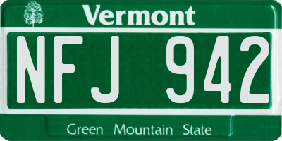 VT license plate NFJ942