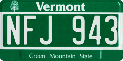 VT license plate NFJ943