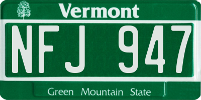 VT license plate NFJ947