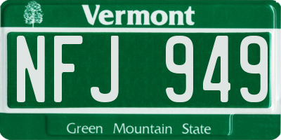 VT license plate NFJ949