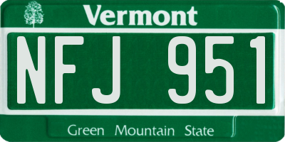VT license plate NFJ951