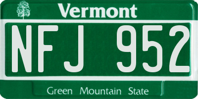 VT license plate NFJ952