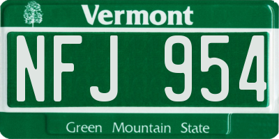 VT license plate NFJ954