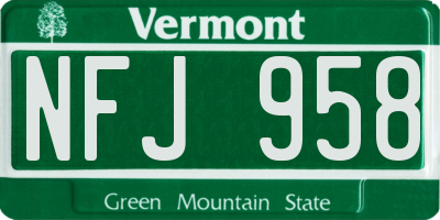 VT license plate NFJ958