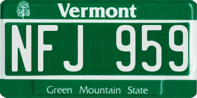 VT license plate NFJ959
