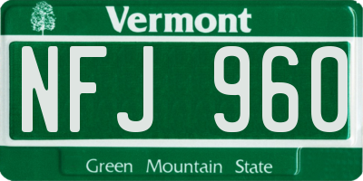 VT license plate NFJ960