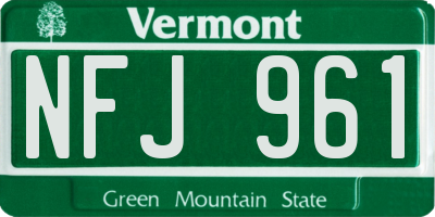 VT license plate NFJ961