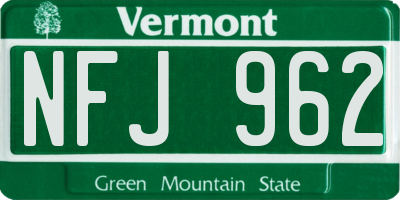 VT license plate NFJ962