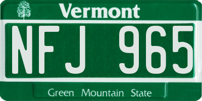 VT license plate NFJ965