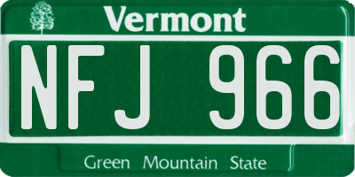VT license plate NFJ966