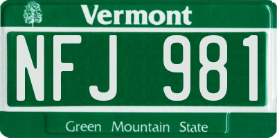 VT license plate NFJ981