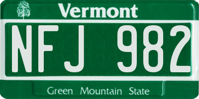 VT license plate NFJ982