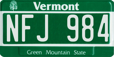 VT license plate NFJ984