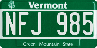 VT license plate NFJ985
