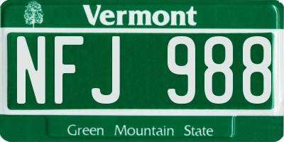 VT license plate NFJ988