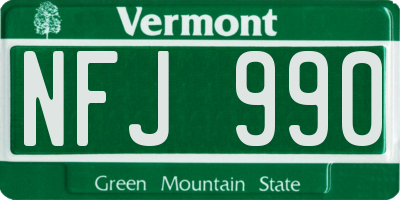 VT license plate NFJ990