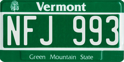 VT license plate NFJ993