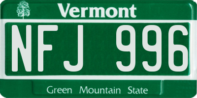 VT license plate NFJ996