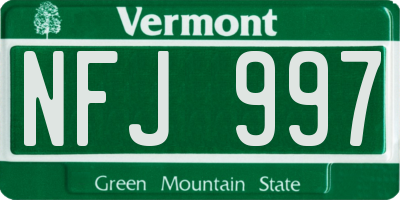 VT license plate NFJ997