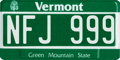 VT license plate NFJ999