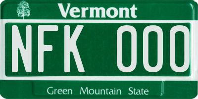 VT license plate NFK000