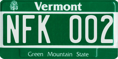 VT license plate NFK002