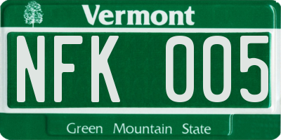 VT license plate NFK005