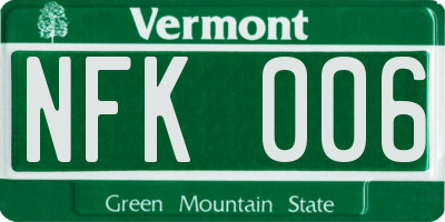 VT license plate NFK006