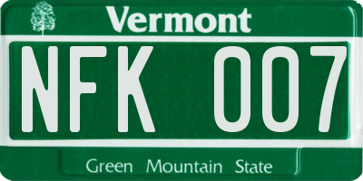 VT license plate NFK007