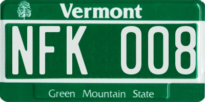 VT license plate NFK008