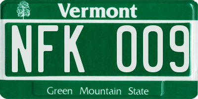 VT license plate NFK009
