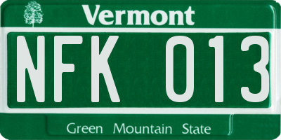 VT license plate NFK013