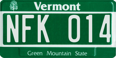 VT license plate NFK014