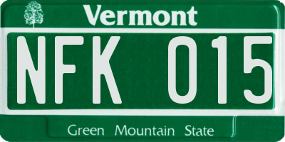 VT license plate NFK015