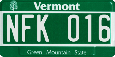 VT license plate NFK016