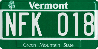 VT license plate NFK018