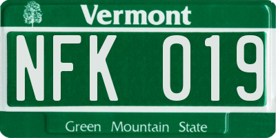 VT license plate NFK019