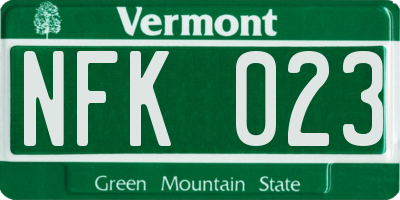 VT license plate NFK023