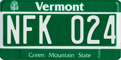 VT license plate NFK024