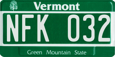 VT license plate NFK032