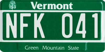 VT license plate NFK041