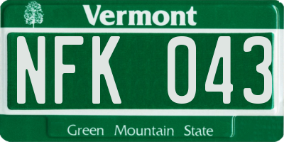 VT license plate NFK043