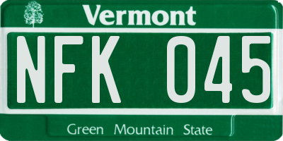 VT license plate NFK045