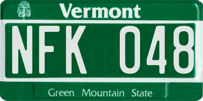 VT license plate NFK048